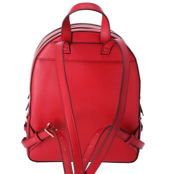 Michael Kors Abbey Jaycee Medium Backpack Bright Red Pebbled Leather - Picture 6 of 7